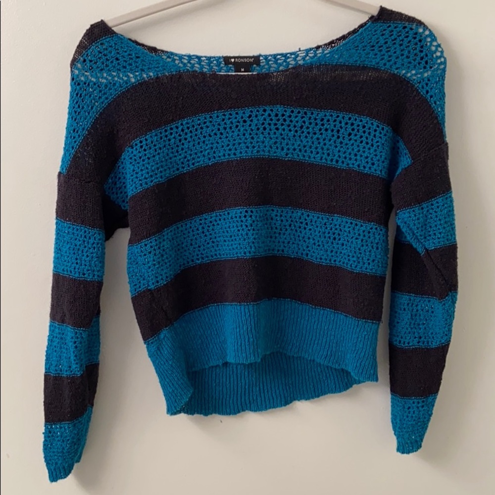 Cropped open knit sweater